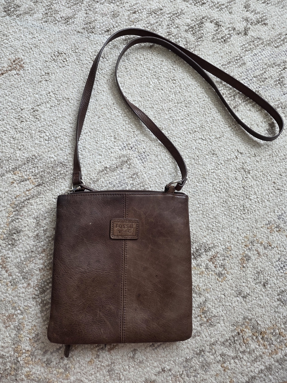 Fossil Brown Leather Crossbody